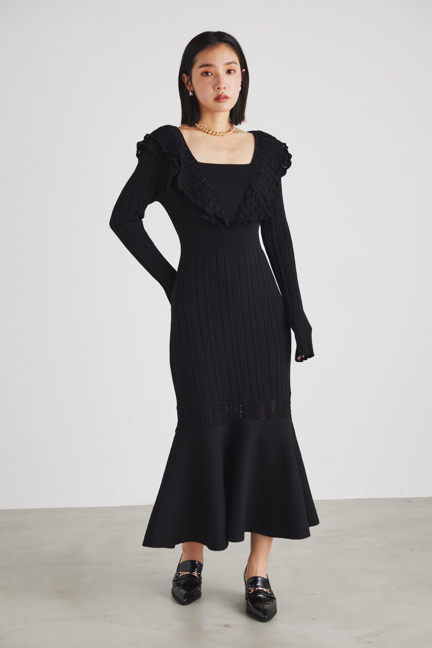 rienda「クロシェフリルマーメイドOP」|ワンピース|BLK