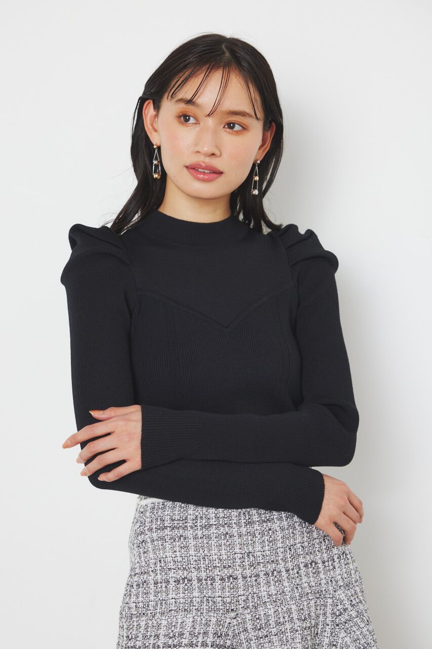 rienda「ビスチェパターンKnit TOP」|ニット・セーター|BLK