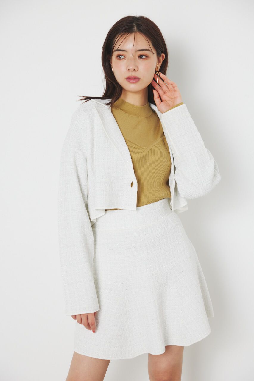 rienda「クロップドWテーラードツイードKnit JK」|その他|WHT
