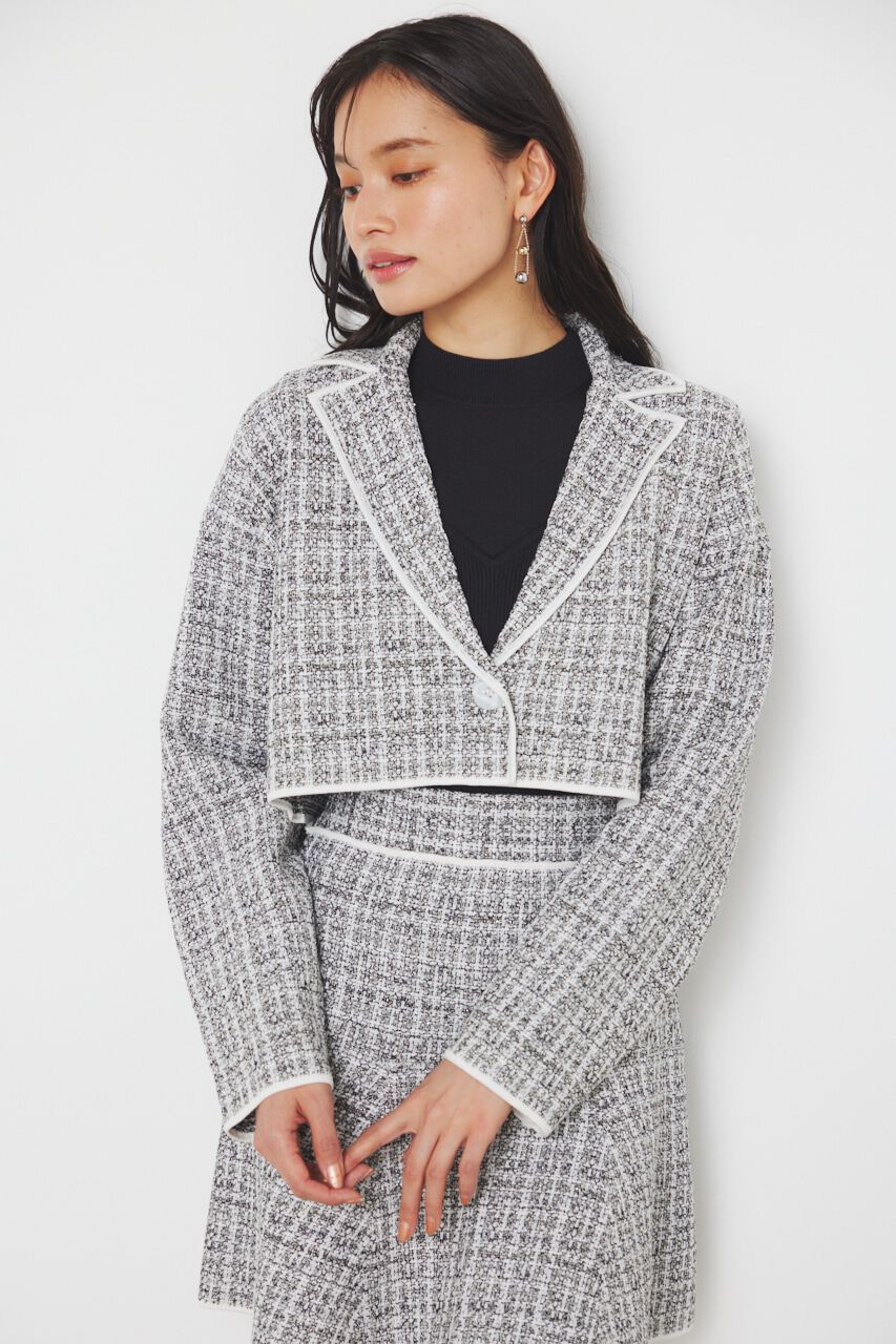 rienda「クロップドWテーラードツイードKnit JK」|その他|