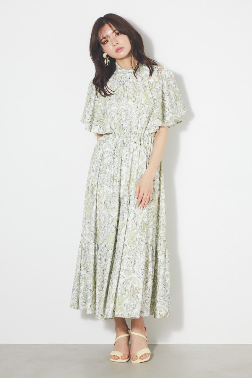 rienda「スリットショルダーフレアSLV OP」|ワンピース|