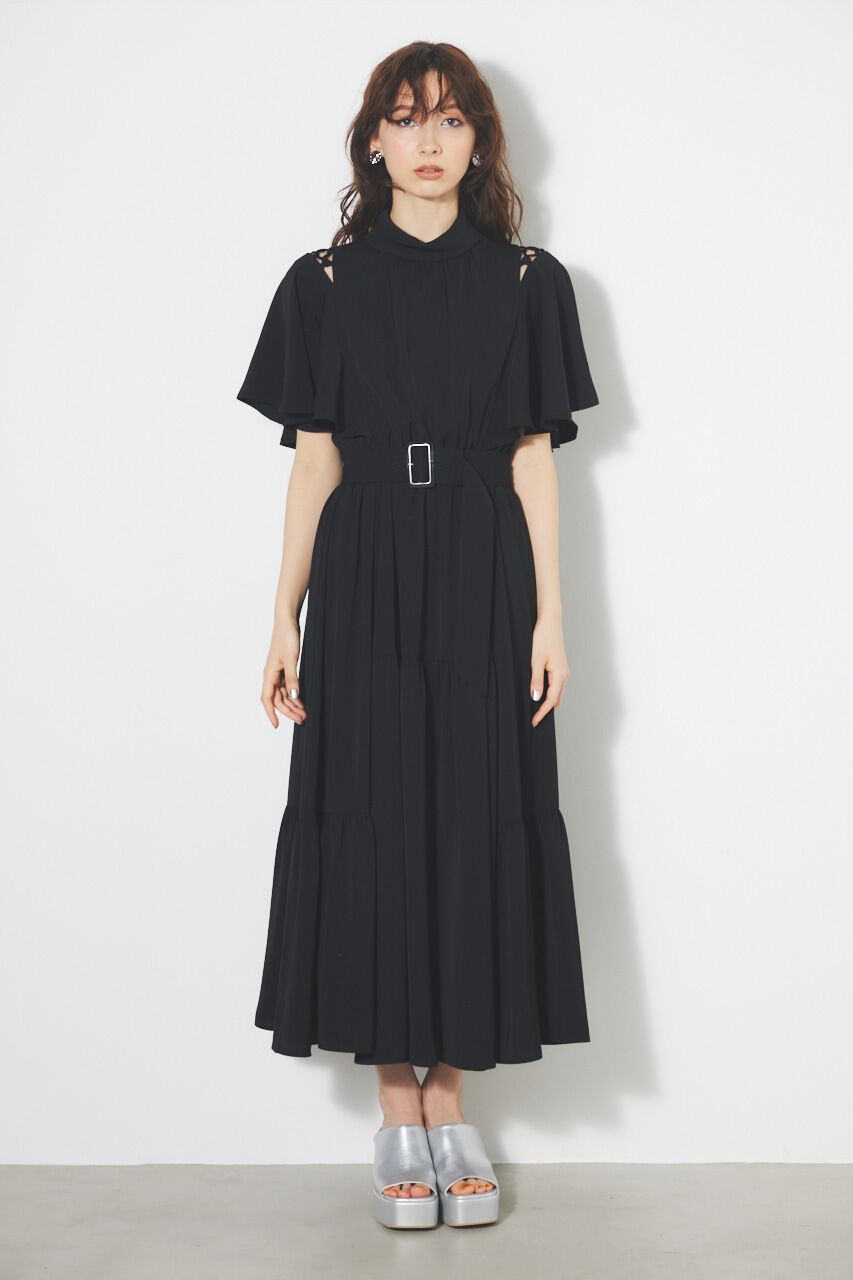 rienda「スリットショルダーフレアSLV OP」|ワンピース|