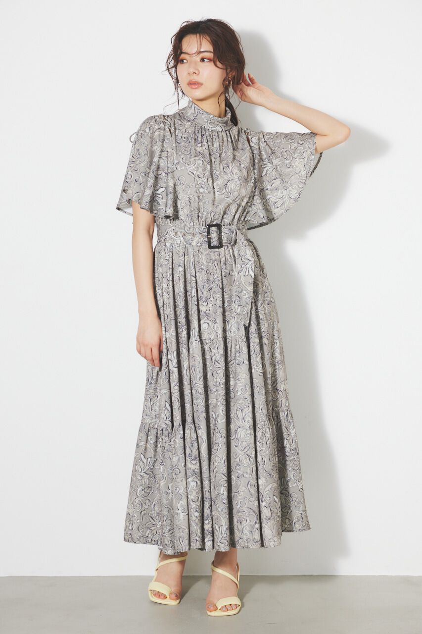 rienda「スリットショルダーフレアSLV OP」|ワンピース|