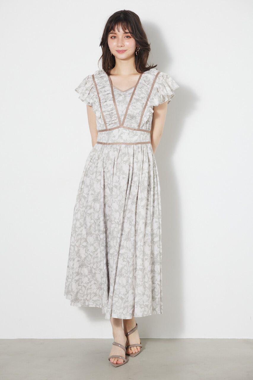 rienda「トリミングテープギャザーフレアOP」|ワンピース|