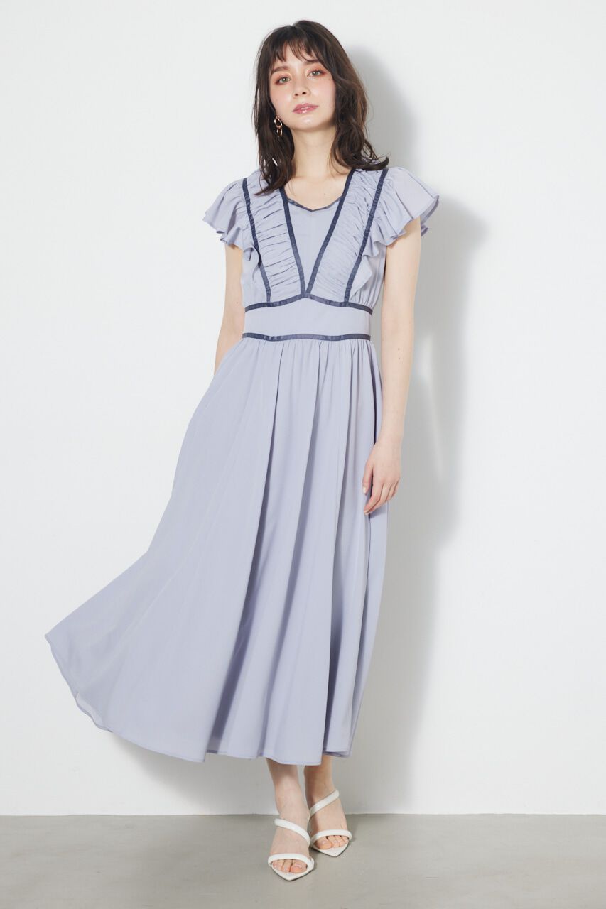 rienda「トリミングテープギャザーフレアOP」|ワンピース|BLU