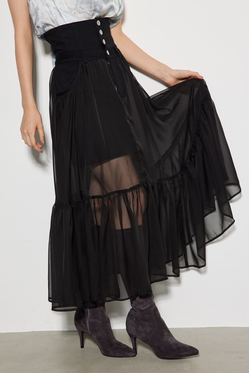 rienda「コルセットライクシアーコンビJ/WフレアSK」|スカート|