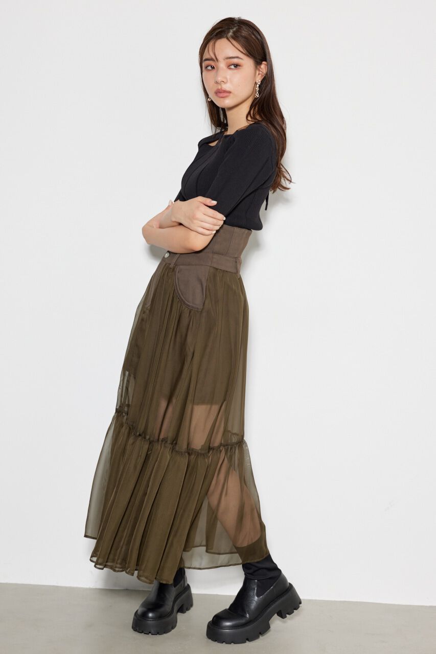 rienda「コルセットライクシアーコンビJ/WフレアSK」|スカート|