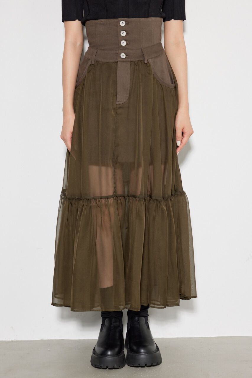 rienda「コルセットライクシアーコンビJ/WフレアSK」|スカート|