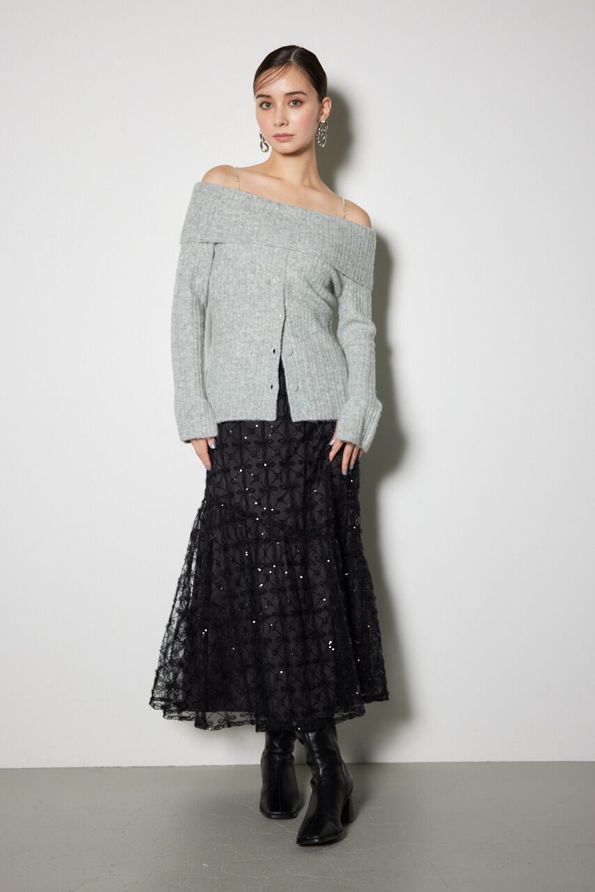 rienda「スパンコールチュールセミマーメイドスカート」|スカート|