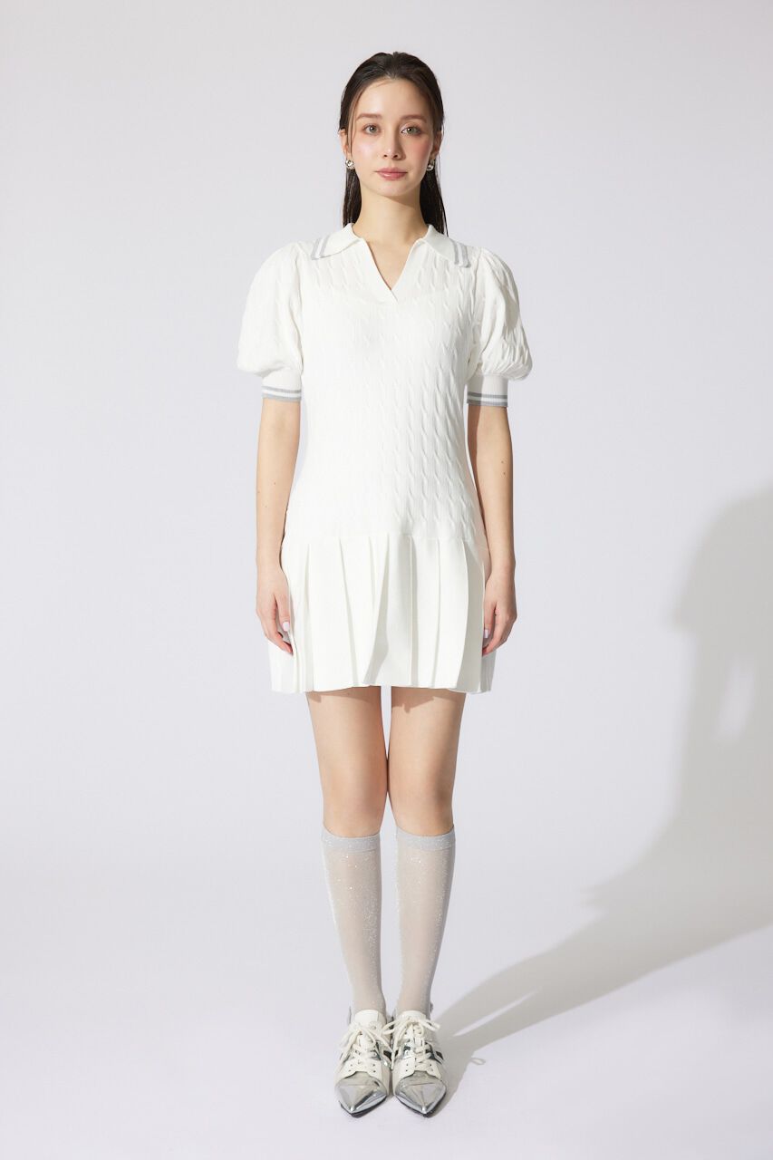 rienda「スキッパーデザインニットミニワンピース」|ワンピース|