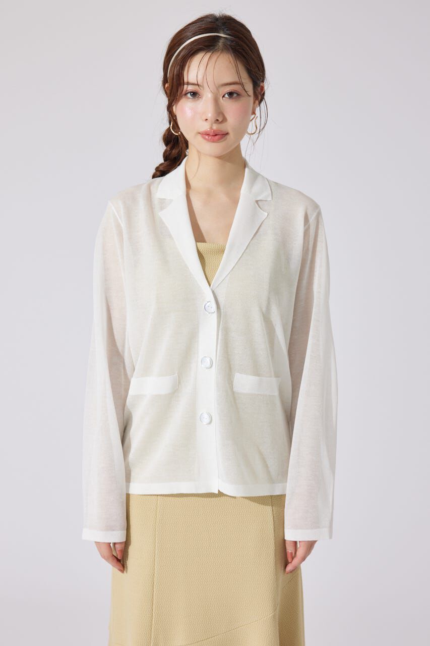 rienda「テーラーカラーシアーニットカーディガン」|カーディガン|