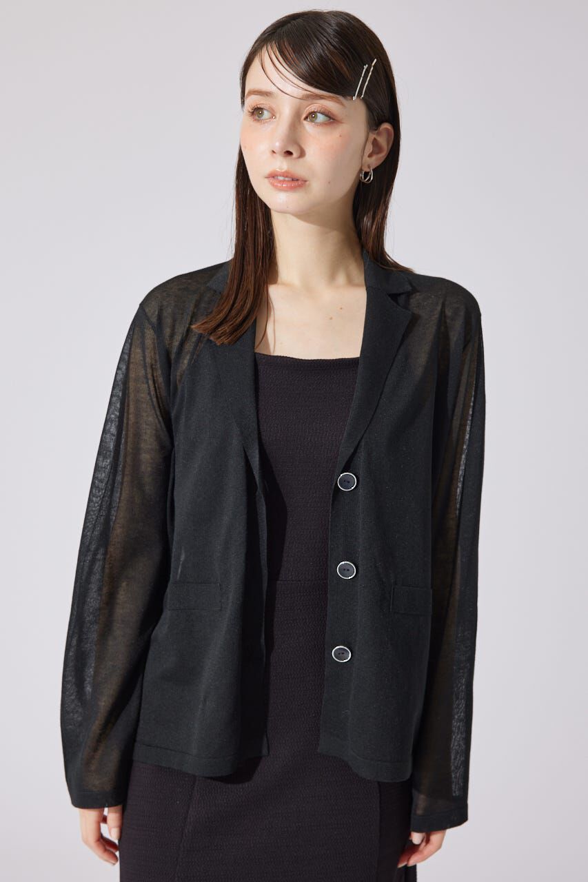 rienda「テーラーカラーシアーニットカーディガン」|カーディガン|