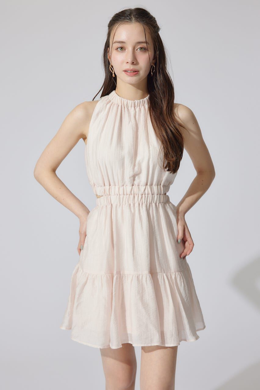 rienda「ホルターネックギャザーミニフレアワンピース」|ワンピース|