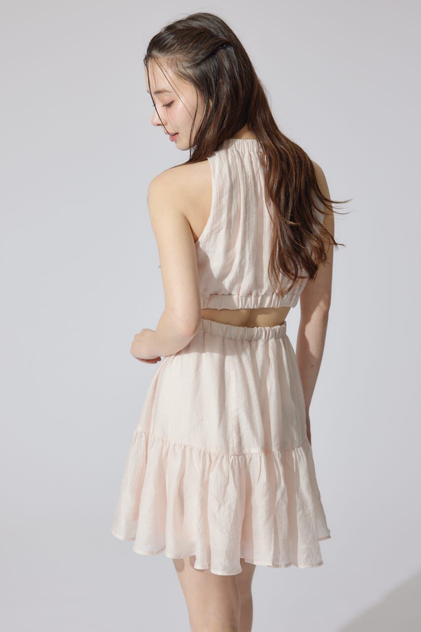 rienda「ホルターネックギャザーミニフレアワンピース」|ワンピース|