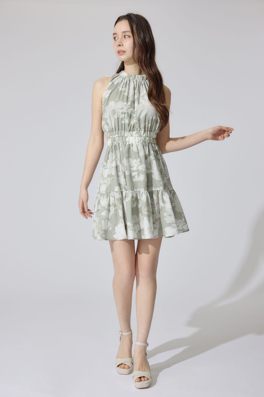 rienda「ホルターネックギャザーミニフレアワンピース」|ワンピース|