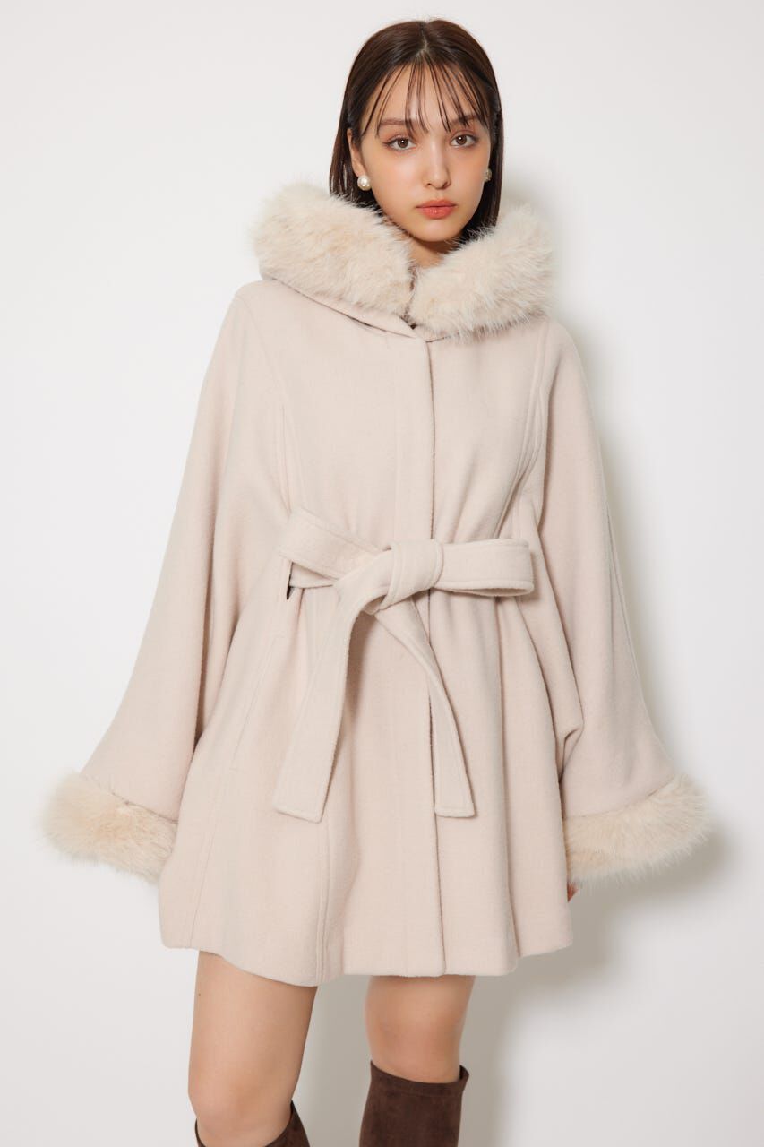 rienda「ウールMIXフードポンチョコート」|その他|