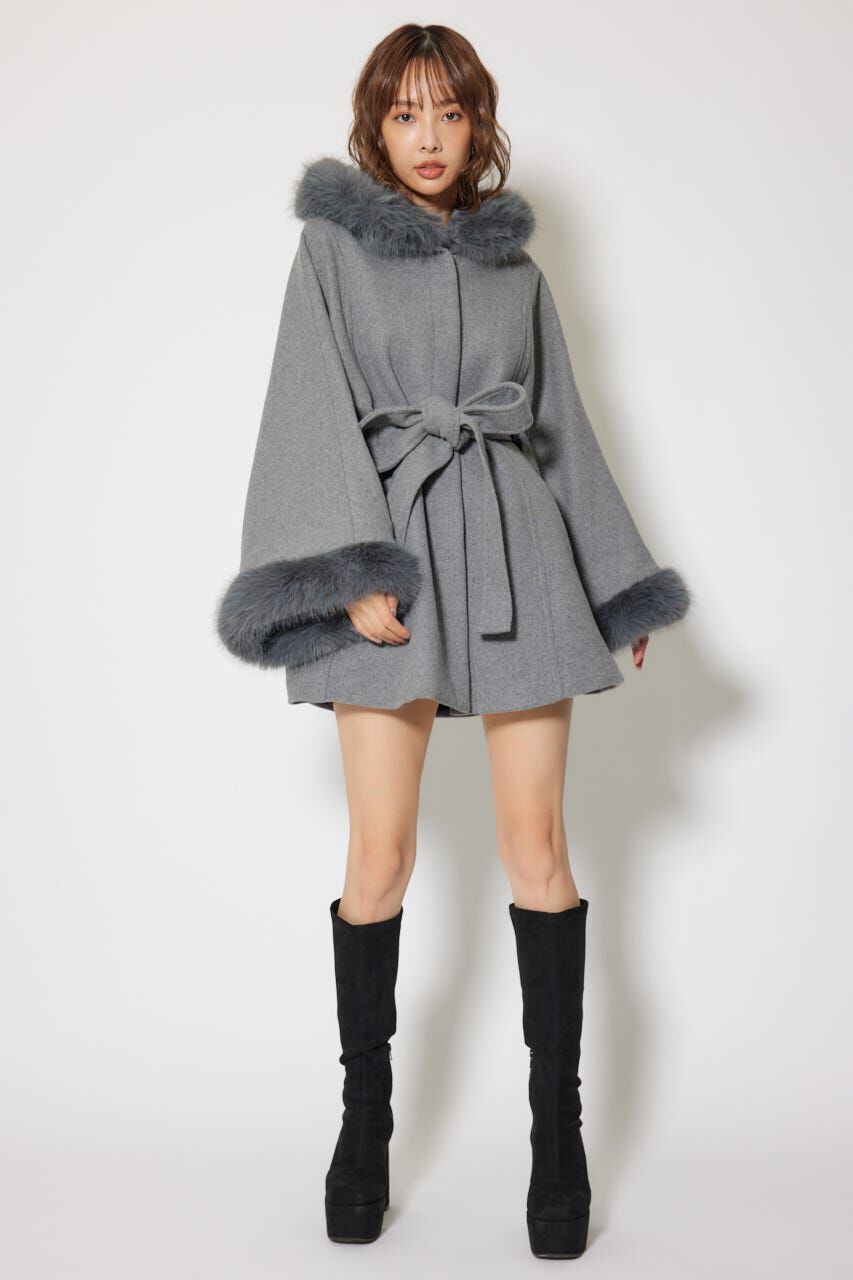 rienda「ウールMIXフードポンチョコート」|その他|