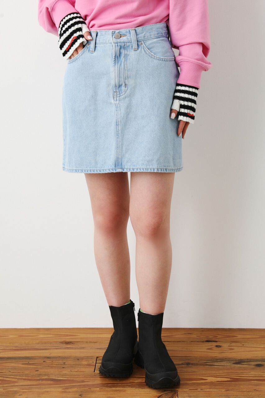 RODEO CROWNS「LOSE COLOR DENIM MINI SKIRT」|デニム|L/BLU1