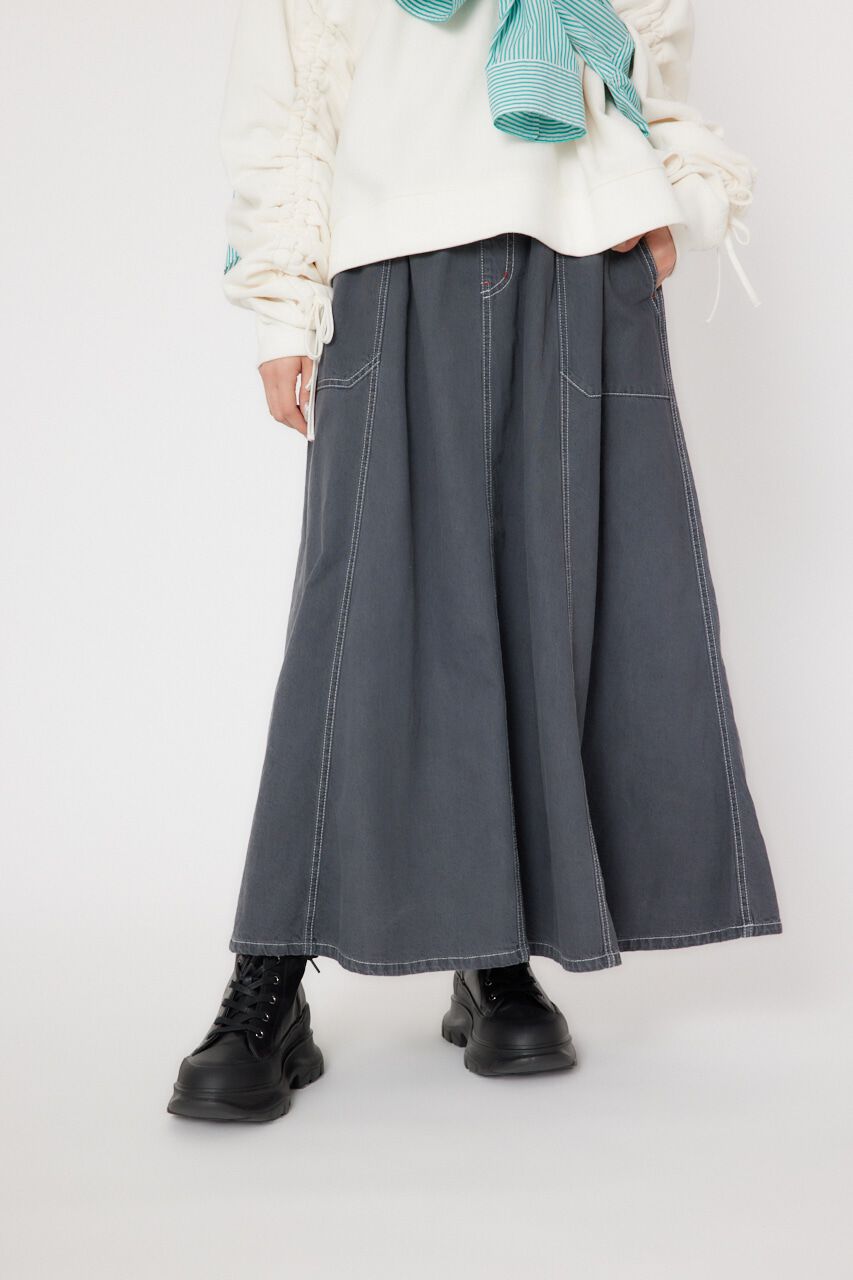 RODEO CROWNS「ステッチワークデニムフレアスカート」|その他|BLK