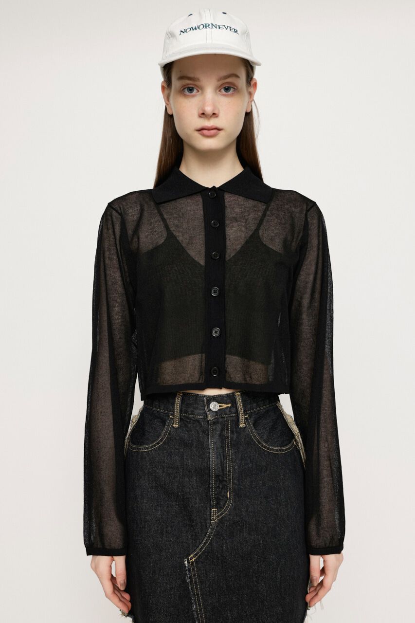 SLY「SHEER COLLAR カーディガン」|カーディガン|