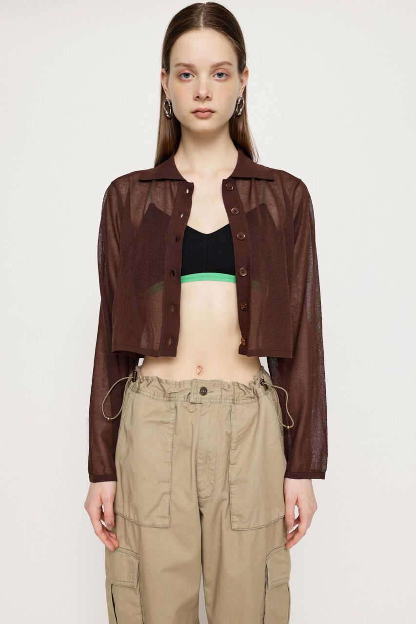 SLY「SHEER COLLAR カーディガン」|カーディガン|BRN