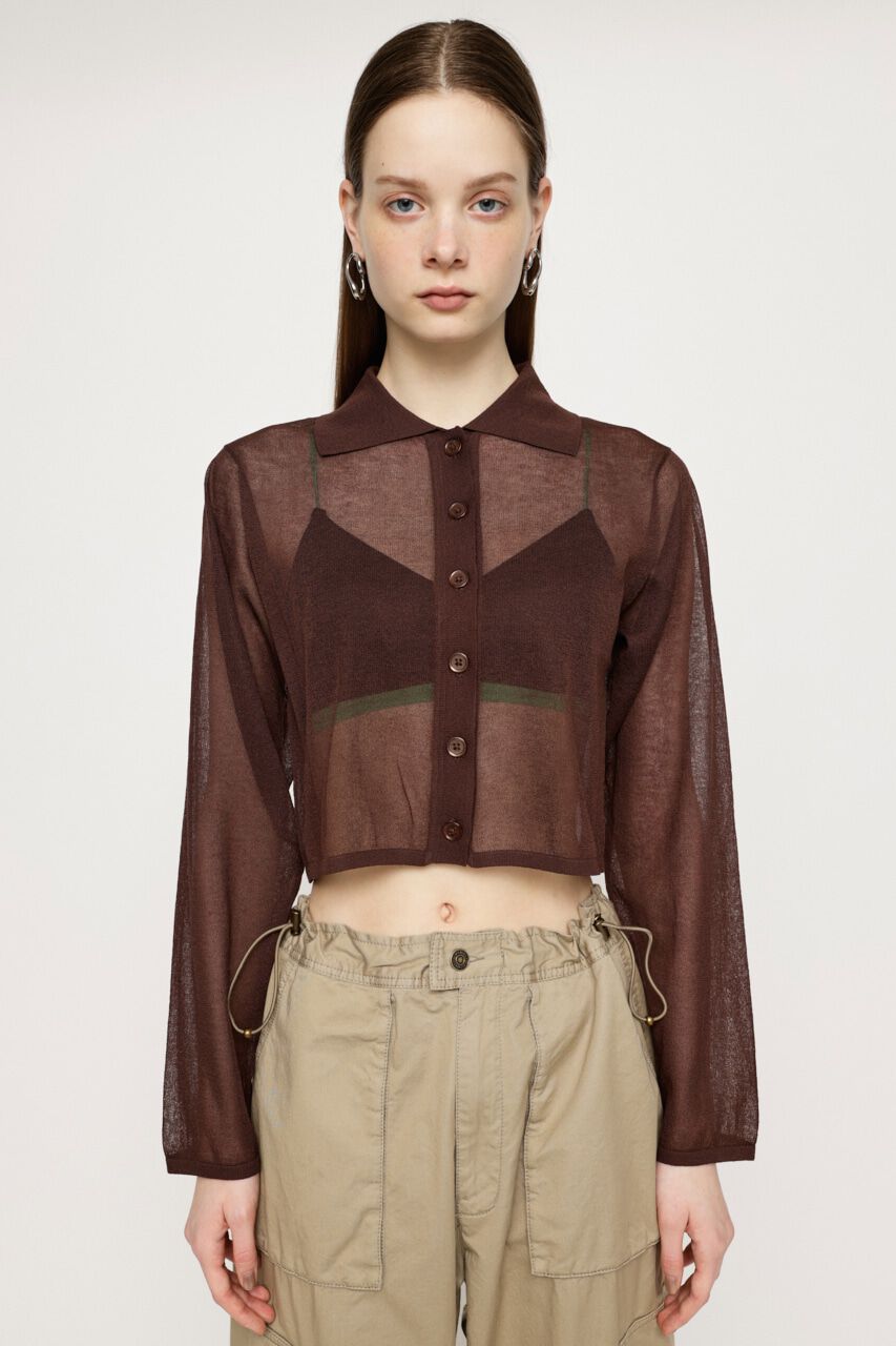 SLY「SHEER COLLAR カーディガン」|カーディガン|