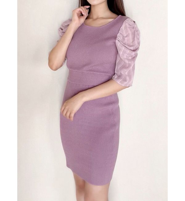 RESEXXY「シアーチェックミニワンピース」|ワンピース|ラベンダー