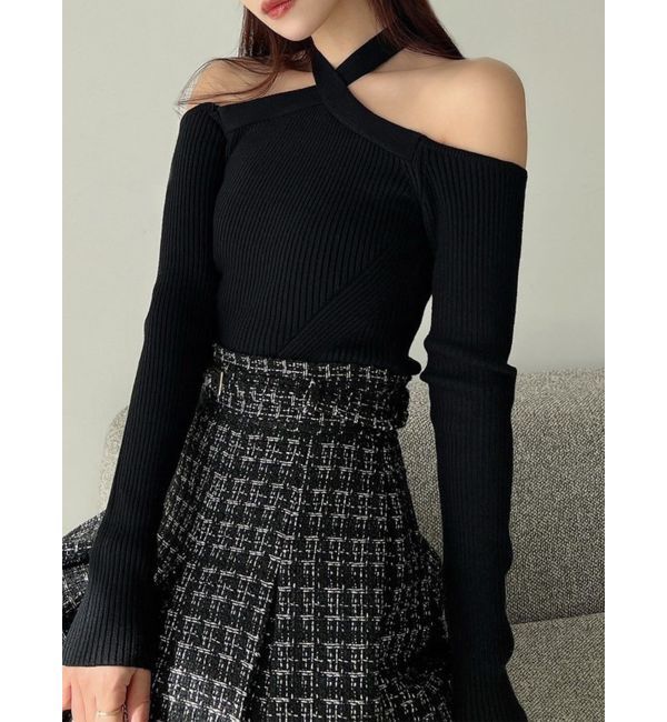 RESEXXY「ホルターネックニットトップス」|ニット・セーター|ブラック