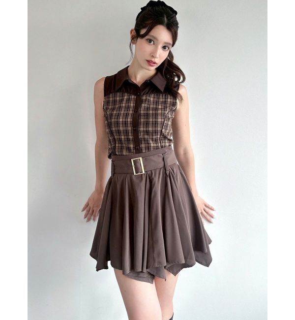 RESEXXY「チェックレイヤードノースリシャツ」|シャツ・ブラウス|