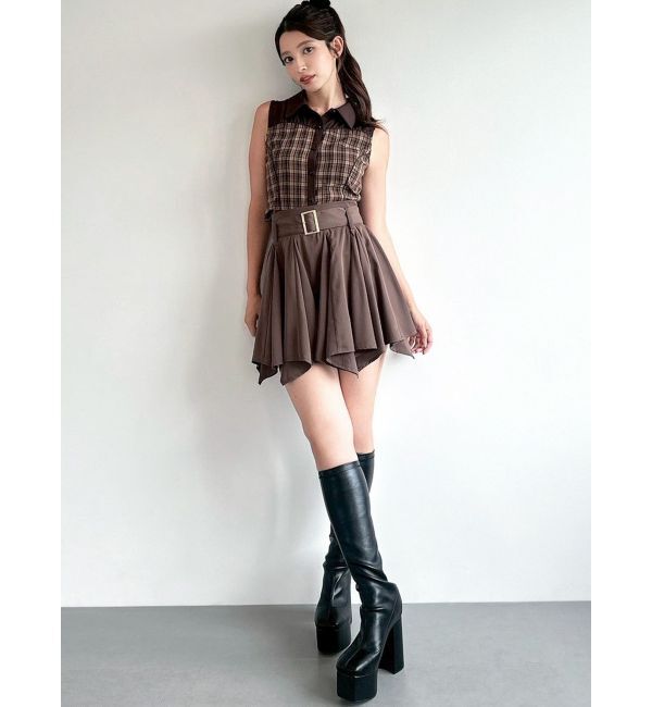 RESEXXY「チェックレイヤードノースリシャツ」|シャツ・ブラウス|