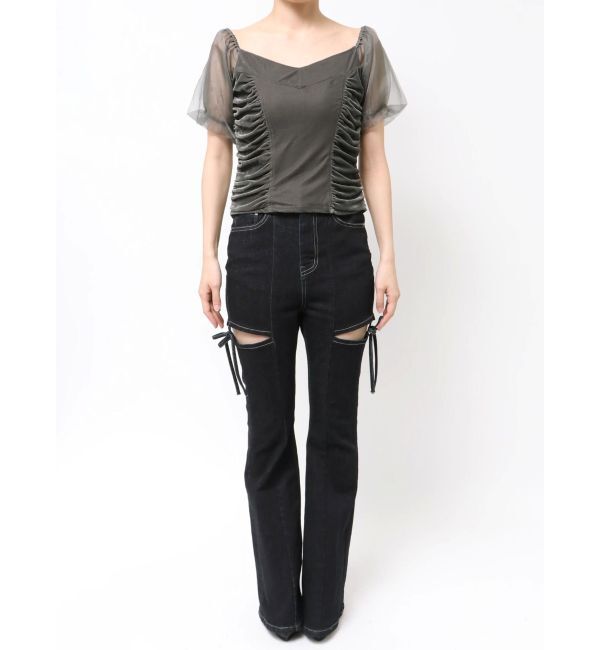 RESEXXY「ギャザーデザインベロアトップス」|シャツ・ブラウス|