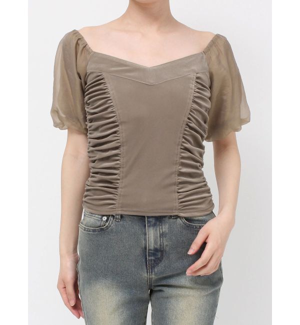 RESEXXY「ギャザーデザインベロアトップス」|シャツ・ブラウス|