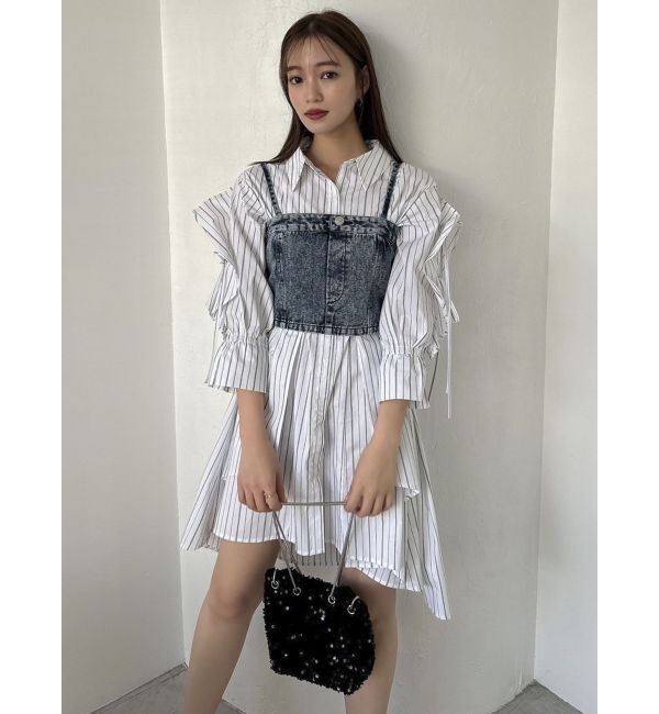 dazzlin「5分袖シャツイレフレアミニワンピース」|ワンピース|