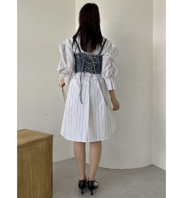 dazzlin「5分袖シャツイレフレアミニワンピース」|ワンピース|