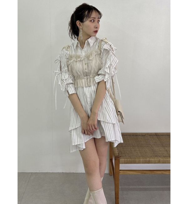 dazzlin「5分袖シャツイレフレアミニワンピース」|ワンピース|