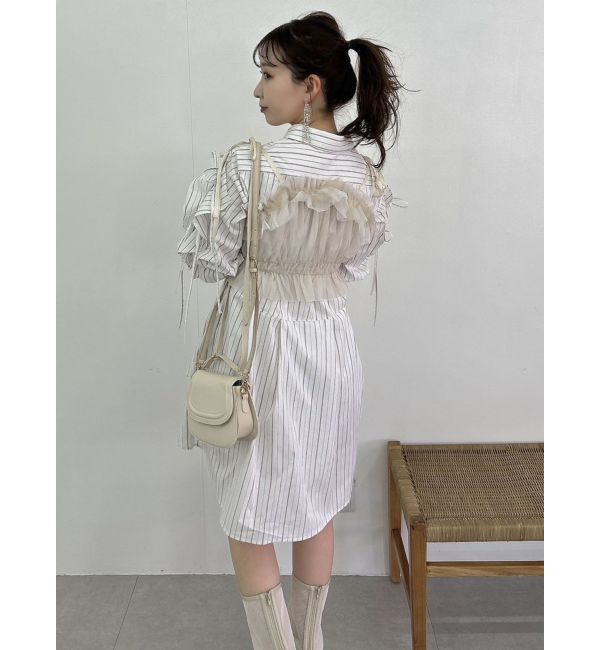 dazzlin「5分袖シャツイレフレアミニワンピース」|ワンピース|