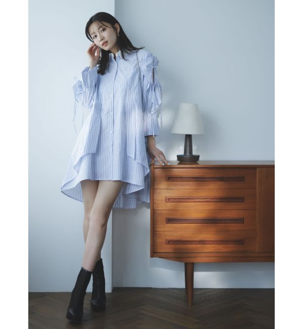 dazzlin「5分袖シャツイレフレアミニワンピース」|ワンピース|