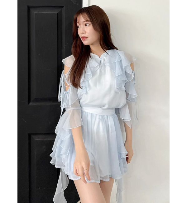 dazzlin「【セットアップ対応】シアーフルイドフリルブラウス」|シャツ・ブラウス|