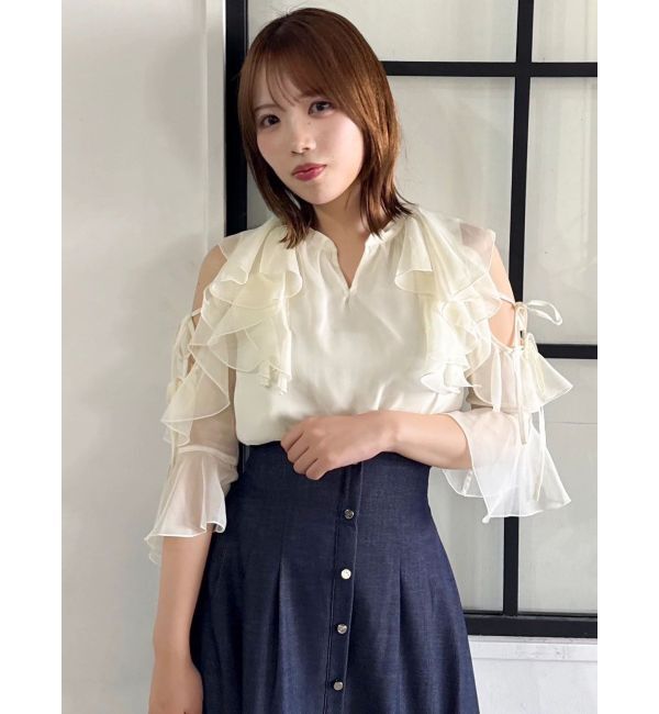 dazzlin「【セットアップ対応】シアーフルイドフリルブラウス」|シャツ・ブラウス|