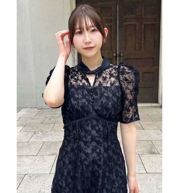 dazzlin「ネックツイスト刺繍レースドレス」|ドレス|