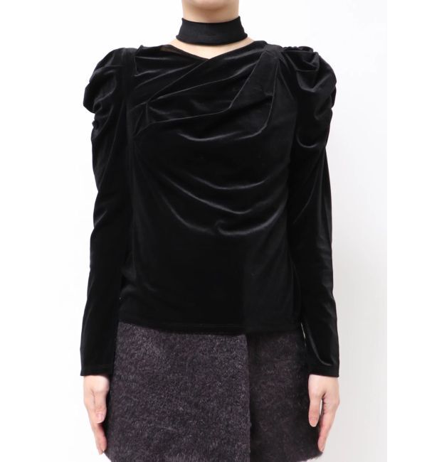 dazzlin「チョーカー付ドレープシアーベロアトップス」|Tシャツ・カットソー|
