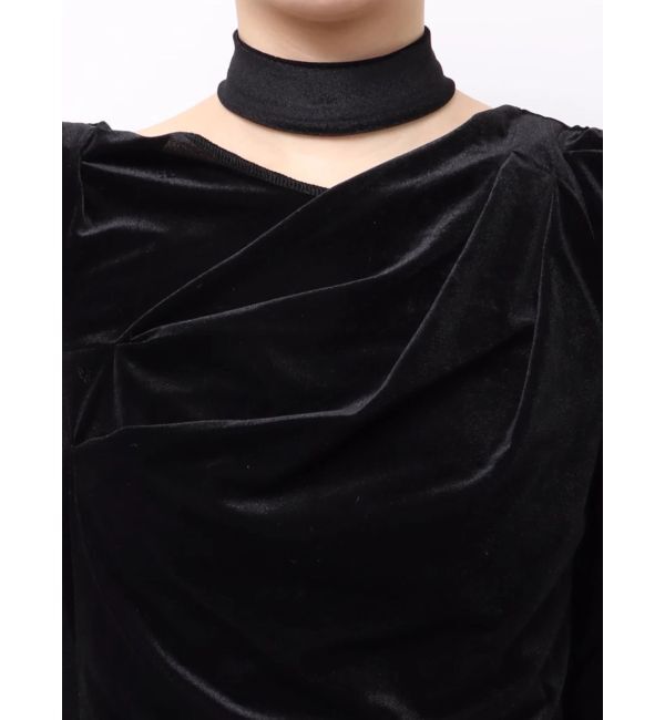 dazzlin「チョーカー付ドレープシアーベロアトップス」|Tシャツ・カットソー|