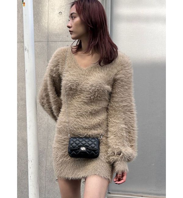 EMODA「2WAYシャギーミニワンピース」|ワンピース|ベージュ