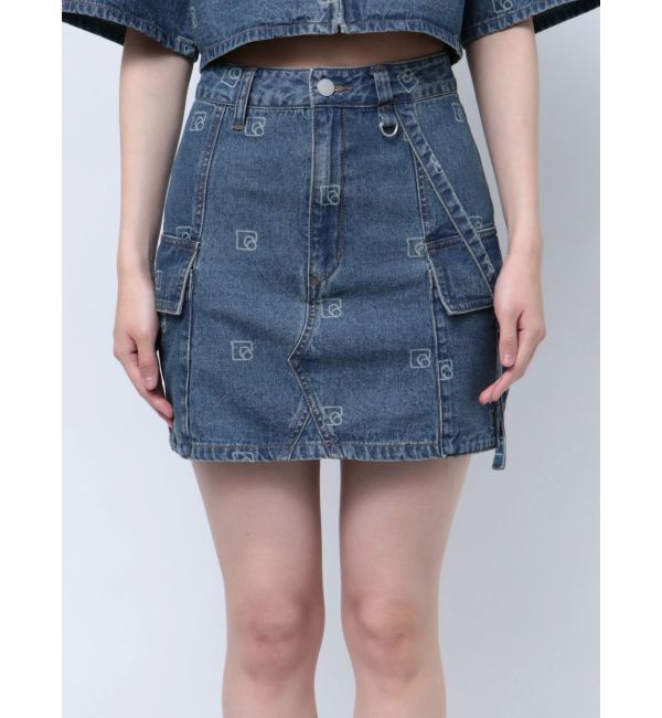 EMODA「ハングベルトデニムスカート」|スカート|アイスブルー