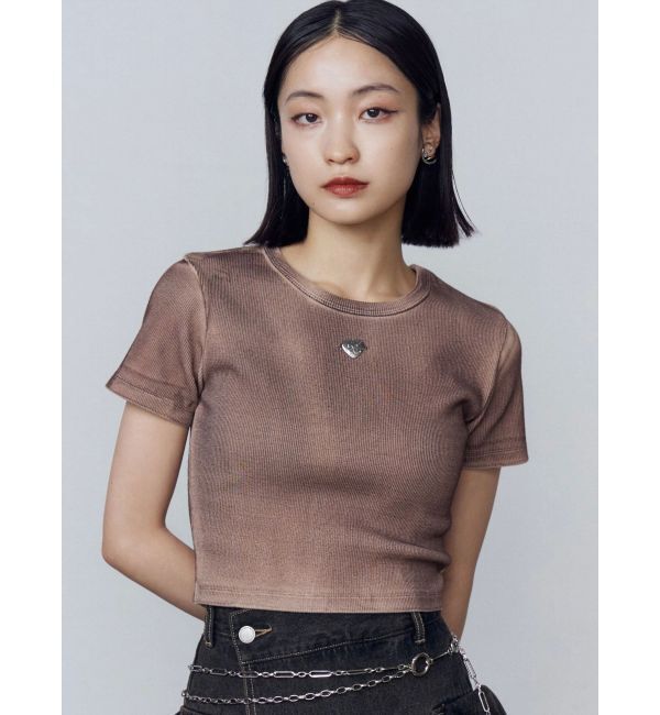 EMODA「スプレープリントコンパクトTシャツ」|Tシャツ・カットソー|ブラウン