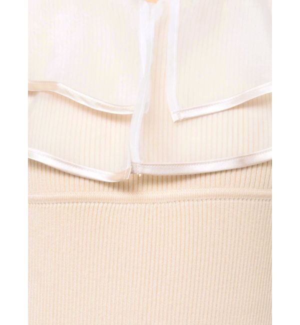 MERCURYDUO「異素材ラッフルバックリボンニットワンピース」|ワンピース|