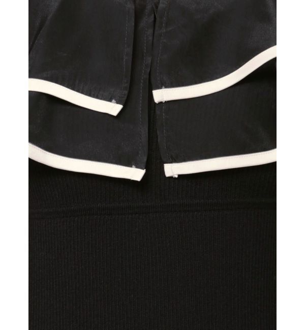 MERCURYDUO「異素材ラッフルバックリボンニットワンピース」|ワンピース|