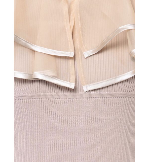 MERCURYDUO「異素材ラッフルバックリボンニットワンピース」|ワンピース|