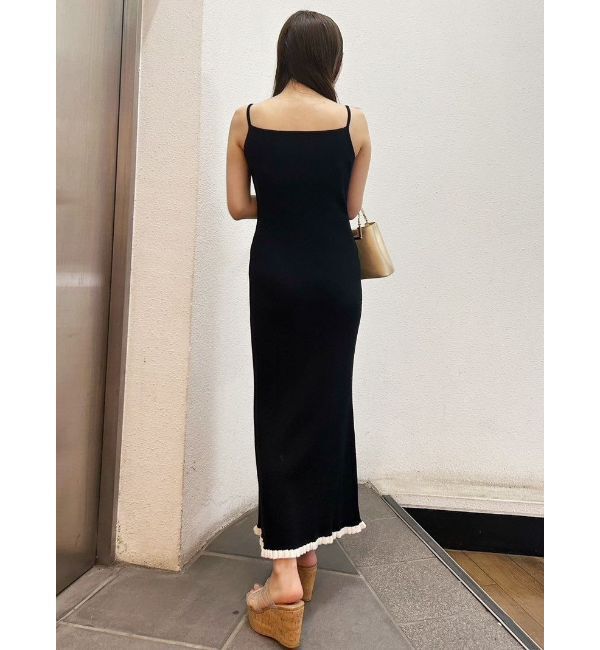 MERCURYDUO「バイカラーバックレースアップニットワンピース」|ワンピース|