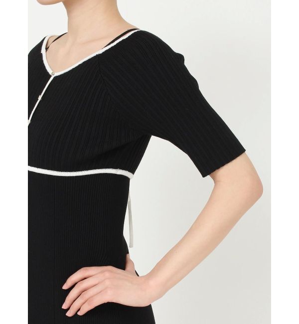 MERCURYDUO「バイカラーバックレースアップニットワンピース」|ワンピース|